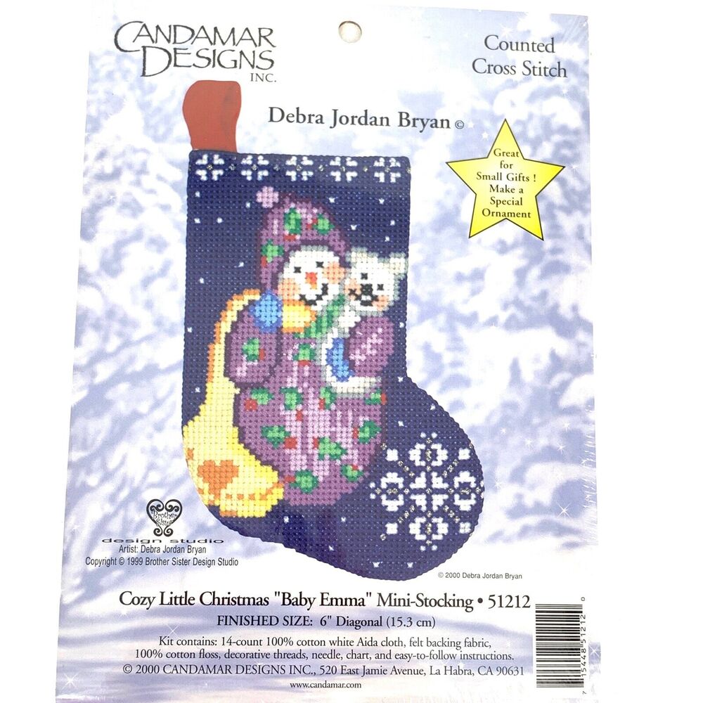 Candamar Designs Cross Stitch New 51212 Cozy Christmas Mini Stocking Kit